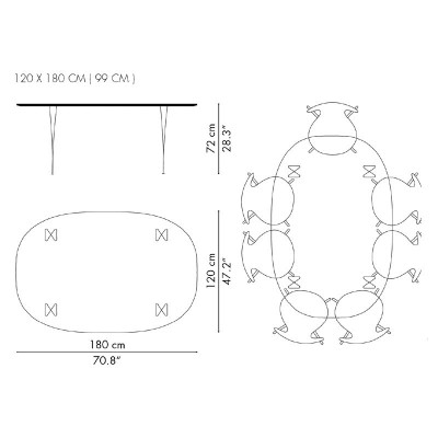 Medidas mesa Superellipse 180cm de Fritz Hansen Medidas mesa Superellipse 180cm de Fritz Hansen