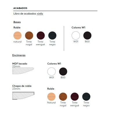 Acabados disponibles mesa Stiks de Inclass en Moises Showroom Acabados disponibles mesa Stiks de Inclass en Moises Showroom