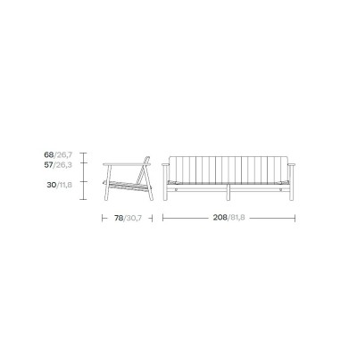 Medida estructura Sofá Riva 3 plazas de Kettal Medida estructura Sofá Riva 3 plazas de Kettal
