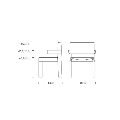 Medidas silla con brazos Band de Kettal en Moises Showroom Medidas silla con brazos Band de Kettal en Moises Showroom