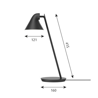 Medidas lámpara de mesa NJP mini negra de Louis Poulsen Medidas lámpara de mesa NJP mini negra de Louis Poulsen