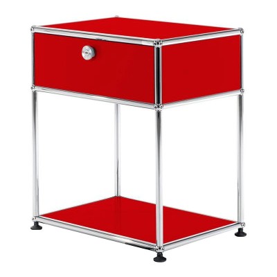 Mesa de noche USM Haller con 1 puerta abatible color USM rojo rubí Mesa de noche USM Haller con 1 puerta abatible color USM rojo rubí
