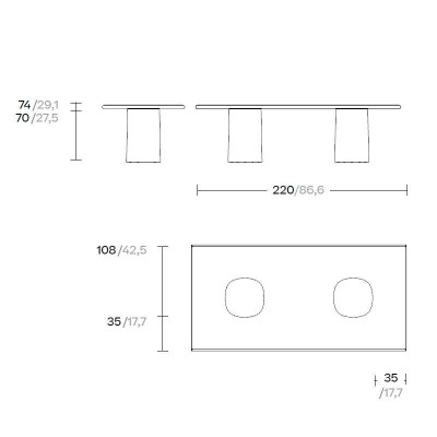 Medidas mesa Giro de Kettal 220x108 en Moises Showroom Medidas mesa Giro de Kettal 220x108 en Moises Showroom
