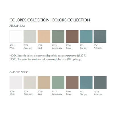 Acabados aluminio, colores Gandía Blasco y sobres de polietileno Acabados aluminio, colores Gandía Blasco y sobres de polietileno