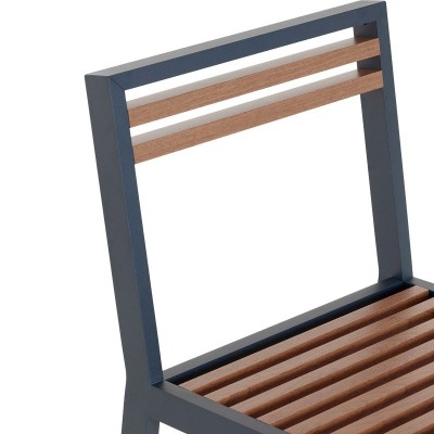 Silla DNA teca estructura grey blue de Gandía Blasco fotografía detalle respaldo Silla DNA teca estructura grey blue de Gandía Blasco fotografía detalle respaldo