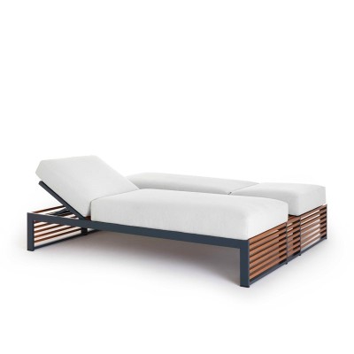 Cama chill doble Twin DNA madera falsa estructura grey blue un respaldo tumbado de Gandía Blasco Cama chill doble Twin DNA madera falsa estructura grey blue un respaldo tumbado de Gandía Blasco