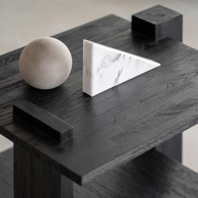 Mesa auxiliar Abstract en teca teñida en negro zoom tablero Mesa auxiliar Abstract en teca teñida en negro zoom tablero