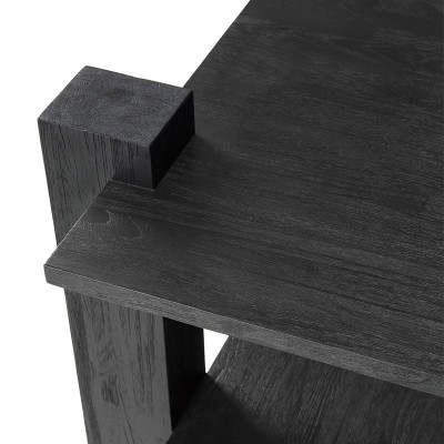Detalle tablero mesa auxiliar Abastract en teca teñida en negro de Ethnicrafta Detalle tablero mesa auxiliar Abastract en teca teñida en negro de Ethnicrafta