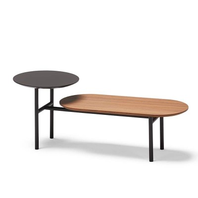 Mesa de centro Mika de Kendo, Tapa superior laca + tapa inferior nogal Mesa de centro Mika de Kendo, Tapa superior laca + tapa inferior nogal