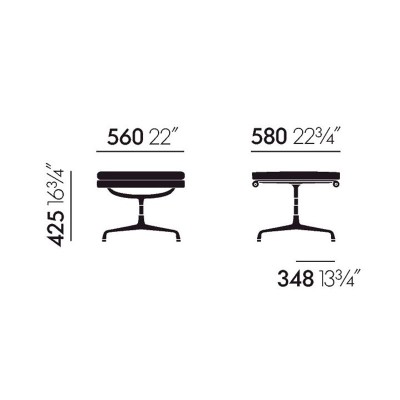 Medidas Soft Pad EA 223 de Vitra, diseñado por Charles & Ray Eames Medidas Soft Pad EA 223 de Vitra, diseñado por Charles & Ray Eames