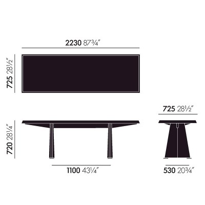 Medidas mesa Trapéze de Vitra, diseñada por Jean Prouvé Medidas mesa Trapéze de Vitra, diseñada por Jean Prouvé