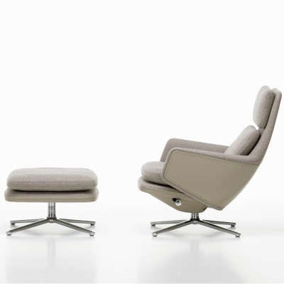 Vitra, Grand Relax & Pouf in tessuto Corsaro Vitra, Grand Relax & Pouf in tessuto Corsaro
