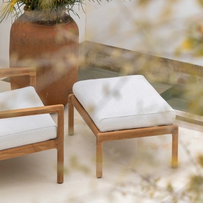 Sillón y reposapiés Jack en teca y tejido off white de Ethnicraft Sillón y reposapiés Jack en teca y tejido off white de Ethnicraft