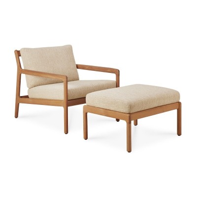 Sillón y reposapiés Jack en teca y tejido natural de Ethnicraft Sillón y reposapiés Jack en teca y tejido natural de Ethnicraft