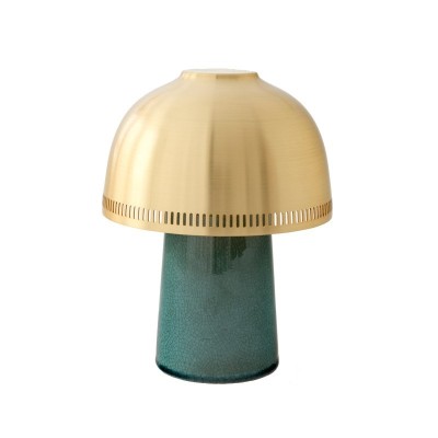 Raku portable lamp encendida azul verde y latón &Tradition Raku portable lamp encendida azul verde y latón &Tradition