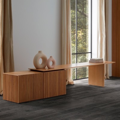 Imagen ambientada Velasca extensible roble super mate mueble tv Punt Mobles. Imagen ambientada Velasca extensible roble super mate mueble tv Punt Mobles.