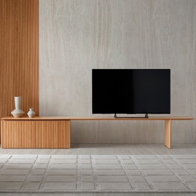 Imagen ambientada Velasca extensible 300 roble super mate mueble tv Punt Mobles. Imagen ambientada Velasca extensible 300 roble super mate mueble tv Punt Mobles.