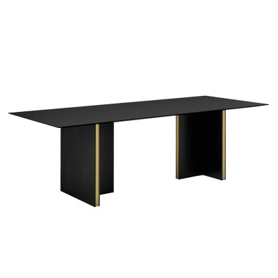 Mesa de comedor Stockholm roble teñido ébano con aluminio anodizado oro de Punt Mobles. Mesa de comedor Stockholm roble teñido ébano con aluminio anodizado oro de Punt Mobles.