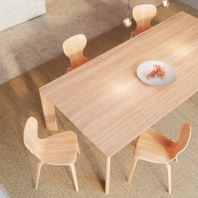 Imagen ambientada mesa Foro roble mate comedor detalle de Viccarbe Imagen ambientada mesa Foro roble mate comedor detalle de Viccarbe