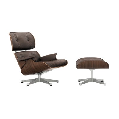 Chaise longue et pouf en noyer noir de Vitra Chaise longue et pouf en noyer noir de Vitra