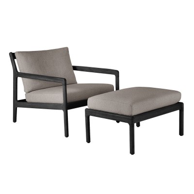 Sillón con reposapiés Jack en teca negra tapicería mocha de Ethnicraft Sillón con reposapiés Jack en teca negra tapicería mocha de Ethnicraft