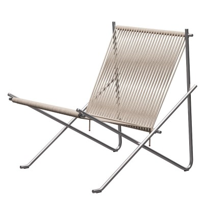 PK 4 driza de bandera natural y estructura en acero inoxidable de Fritz Hansen PK 4 driza de bandera natural y estructura en acero inoxidable de Fritz Hansen
