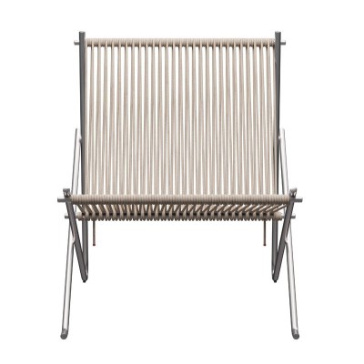 Frente PK 4 driza de bandera natural y estructura en acero inoxidable de Fritz Hansen Frente PK 4 driza de bandera natural y estructura en acero inoxidable de Fritz Hansen