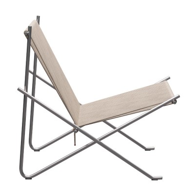 Perfil PK 4 driza de bandera natural y estructura en acero inoxidable de Fritz Hansen Perfil PK 4 driza de bandera natural y estructura en acero inoxidable de Fritz Hansen