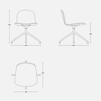 Medidas Silla giratoria BOB XL de Ondarreta Medidas Silla giratoria BOB XL de Ondarreta