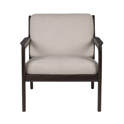 Frente Sillón Jack caoba marrón tapizado ivory de Ethnicraft Frente Sillón Jack caoba marrón tapizado ivory de Ethnicraft