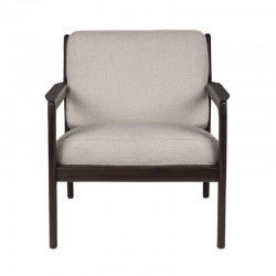 Frente Sillón Jack caoba marrón tapizado ivory de Ethnicraft Frente Sillón Jack caoba marrón tapizado ivory de Ethnicraft