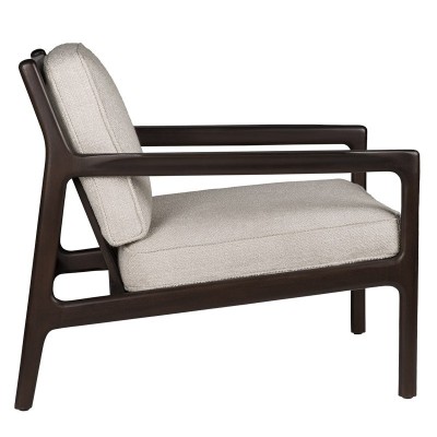Perfil Sillón Jack caoba marrón tapizado ivory de Ethnicraft Perfil Sillón Jack caoba marrón tapizado ivory de Ethnicraft