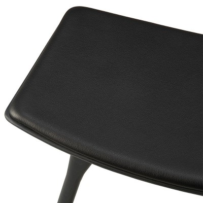 Detalle asiento Taburete Osso negro cuero negro de Ethnicraft Detalle asiento Taburete Osso negro cuero negro de Ethnicraft