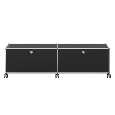 Mueble TV USM Haller con ruedas de frente negro grafito de USM Mueble TV USM Haller con ruedas de frente negro grafito de USM
