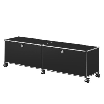 Mueble TV USM Haller con ruedas negro grafito de USM Mueble TV USM Haller con ruedas negro grafito de USM