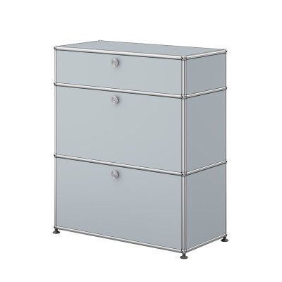 Aparador USM Haller 2 puertas 1 cajón plateado mate de USM Aparador USM Haller 2 puertas 1 cajón plateado mate de USM