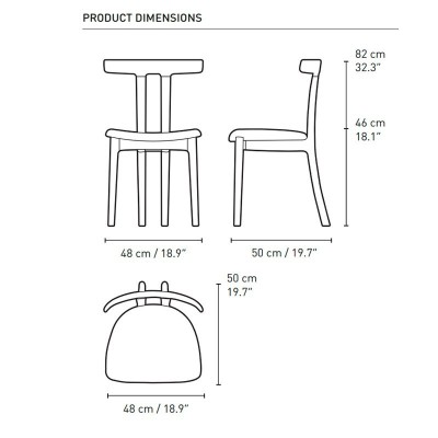 Medidas T-Chair OW58 de Carl Hansen Medidas T-Chair OW58 de Carl Hansen