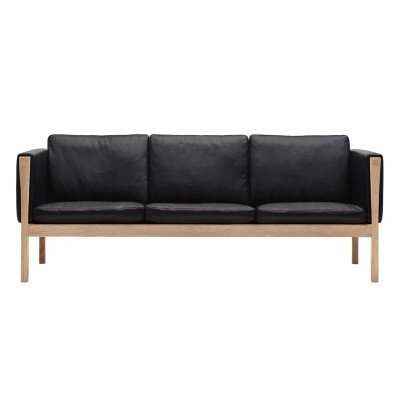 Frente Sofá CH163 estructura roble aceite tapizado piel thor301 de Carl Hansen
