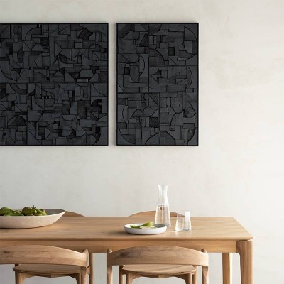 Ethnicraft - Mur d’art en briques, cadre en bois Ethnicraft - Mur d’art en briques, cadre en bois