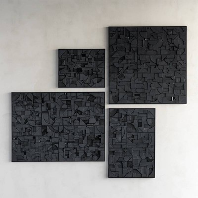 Ethnicraft - Mur d’art en briques, cadre en bois Ethnicraft - Mur d’art en briques, cadre en bois