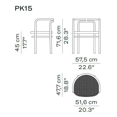 Medidas Silla PK15 de Fritz Hansen Medidas Silla PK15 de Fritz Hansen