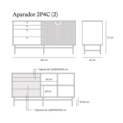 Medidas Aparador Punto S de Teulat Medidas Aparador Punto S de Teulat