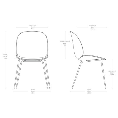 Medidas Silla Beetle Veneer Shell Conic Base de Gubi Medidas Silla Beetle Veneer Shell Conic Base de Gubi