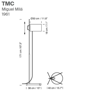 Lámpara TMC de pie Santa&Cole medidas Lámpara TMC de pie Santa&Cole medidas