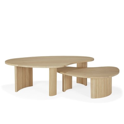 Ethnicraft Boomerang Tables Basses en Acajou Brun Foncé Ethnicraft Boomerang Tables Basses en Acajou Brun Foncé
