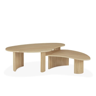 Ethnicraft Boomerang Tables Basses en Acajou Brun Foncé Ethnicraft Boomerang Tables Basses en Acajou Brun Foncé