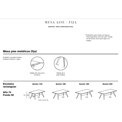Aise Table rectangular metálica - Treku
