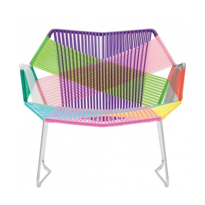 Moroso, Butaca Tropicalia con brazos y base acero inoxidable. Moroso, Butaca Tropicalia con brazos y base acero inoxidable.