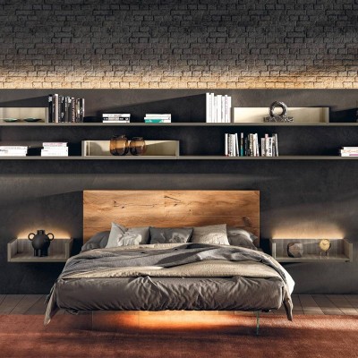 AIR 1521 bed with Wildwood headboard - LAGO AIR 1521 bed with Wildwood headboard - LAGO