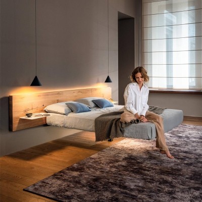 LAGO, Fluttua 1627 Bed with Wildwood Headboard LAGO, Fluttua 1627 Bed with Wildwood Headboard